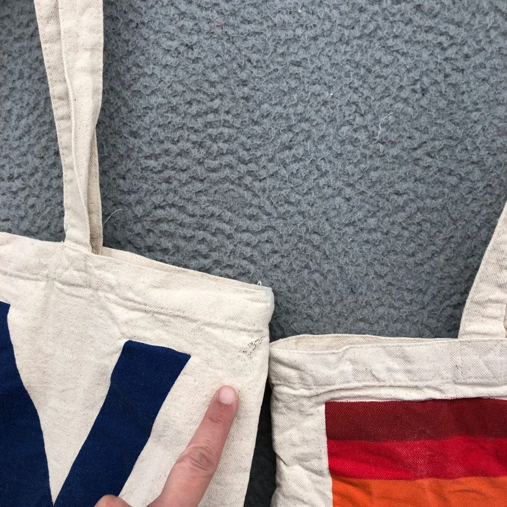 Aviator Nation Tote Bag Unisex OS Cream Miami La‎ Jolla Canvas Set of 2 Retro